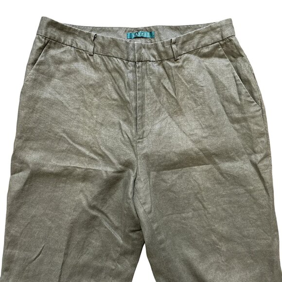 RALPH LAUREN 100% Linen Straight Leg Trouser Pants in Taupe Brown SZ 10 - Picture 2 of 8